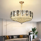 Crystal Duplex Villa Chandelier Hall Light - Luxe Living Room Middle Floor Lamp