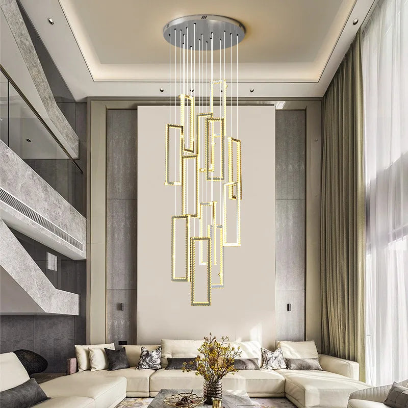Crystal LED Pendant Light Luxury Stairs Lustre Modern Lighting Fixture