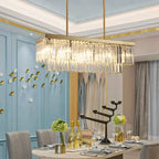 Nordic Crystal Kitchen Island Chandelier - Luxury Rectangle Pendant Light
