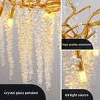 Crystal Branch Chandelier: Elegant French Style Ceiling Light for Living & Dining Room