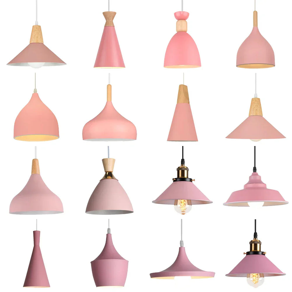 Nordic Pink Chandelier LED Pendant Light Modern Minimalist Ceiling Lamp