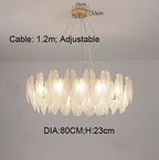 Gold Feather Chandelier LED Pendant Light for Home Decor