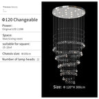 Crystal Chandelier for High Ceilings Living Room - Modern Luxury Spiral Stair Pendant Lamp