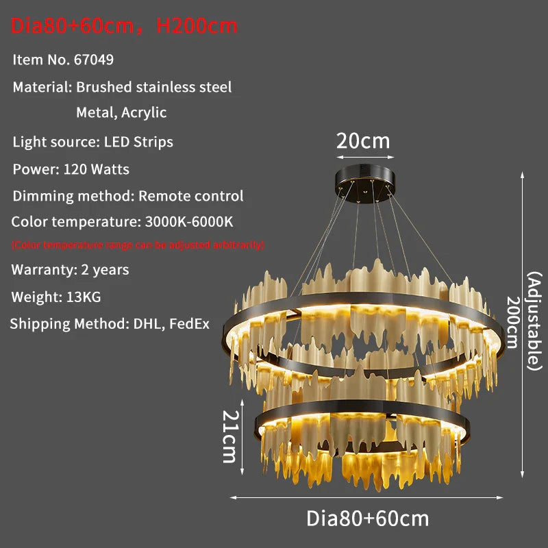 Modern Round LED Chandelier for Home Luxury Decor Lighting