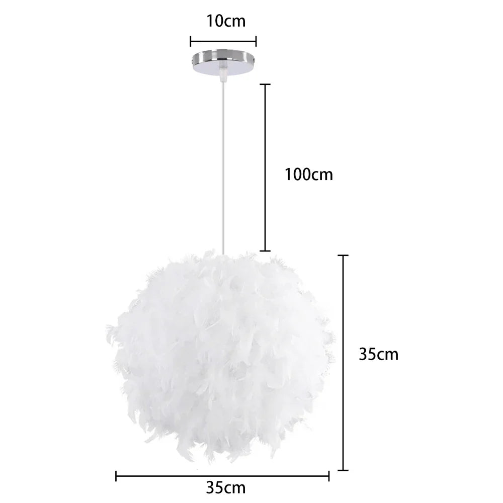 Feather Pendant Lamp E27 Hanging Light Nordic Chandelier for Bedroom & Dining Room by Afralia™