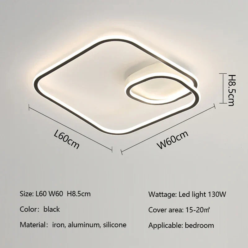 Square LED Ceiling Lamp Dimmable for Bedroom Living Room Modern Home Decor Fixtures