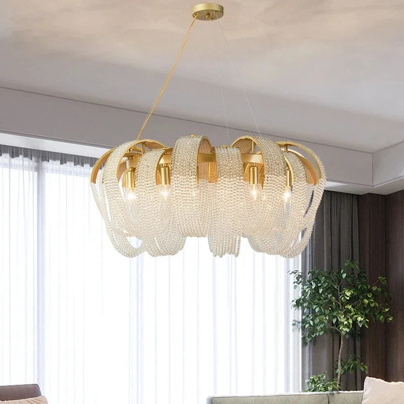 Crystal Tassels LED Ceiling Chandelier for Elegant Home Decor Lighting