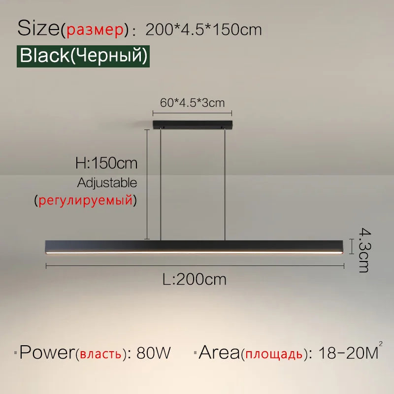 Nordic Modern Dining Chandelier LED Strip Lamps for Home, Office, and Restaurant Lighting