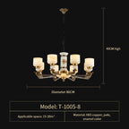 Luxury Copper Jade Chandelier for Living, Dining & Bedroom - Hollow Design