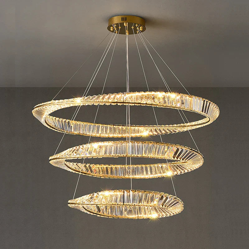 LED Crystal Chandelier Dimmable Luxe Halo Alloy Fixture