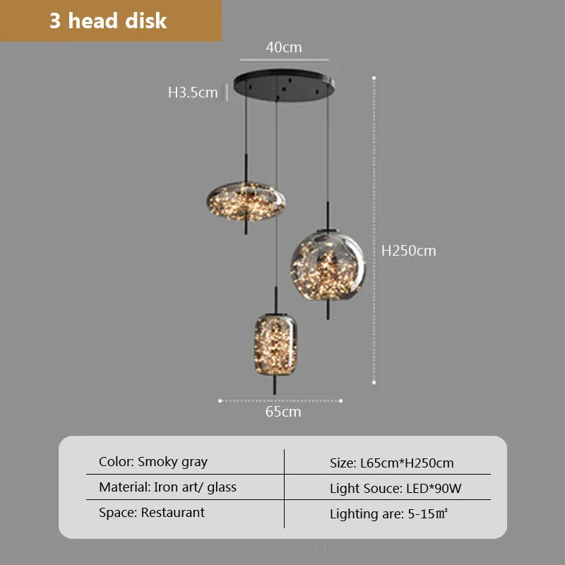 Modern Net Red Glass Bedside Chandelier with Luxury LED Lights