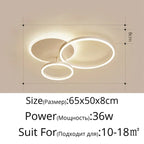 Modern Golden White Ring Chandelier for Living Room, Dimmable LED Ceiling Light