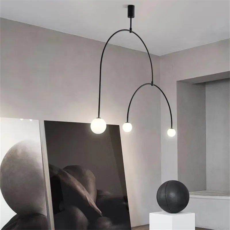 Black & Gold Minimalist Iron Chandelier - Modern Nordic Design Lighting