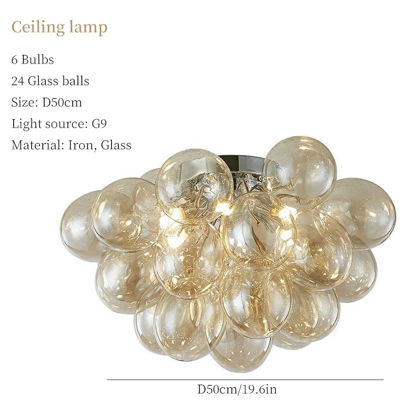 Glass Ball Chandelier: Modern Color Pendant Light for Living Room Decor