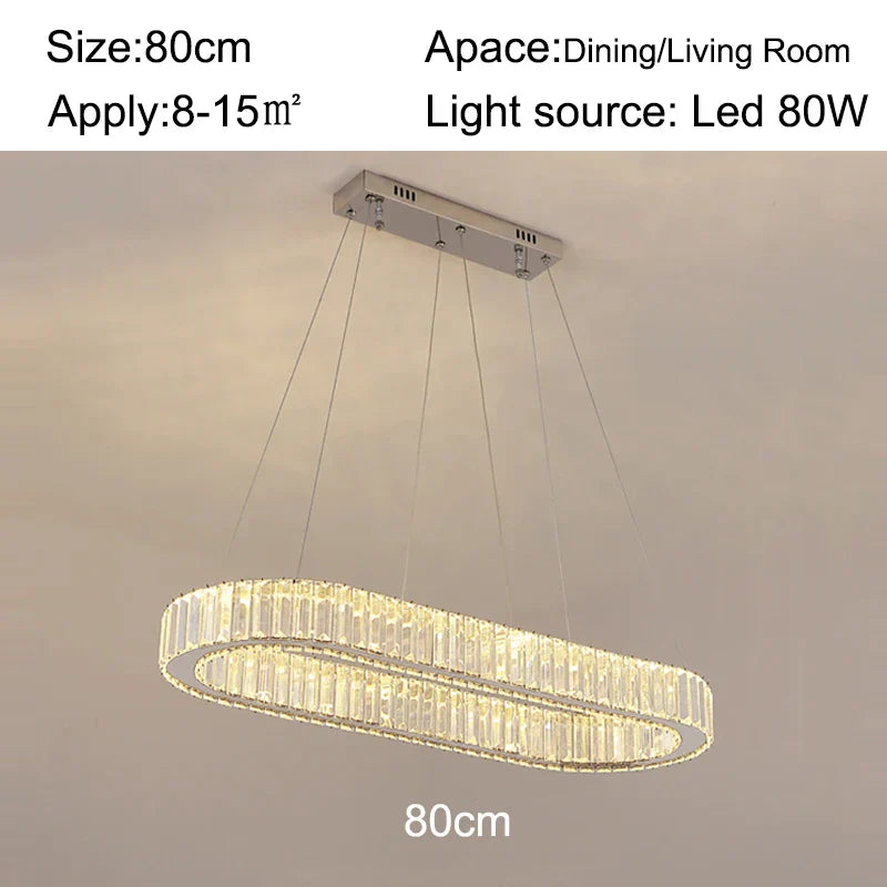 Crystal Oval LED Chandelier: Luxury Lighting Fixture for Living Room - Modern Design