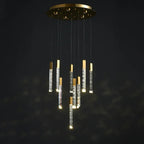 Gold Crystal LED Chandelier for Modern Loft Living Room Staircase