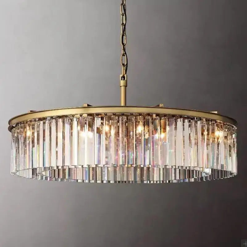 Gold Black Metal LED Pendant Lights with Crystal Suspension and Chain Hangings