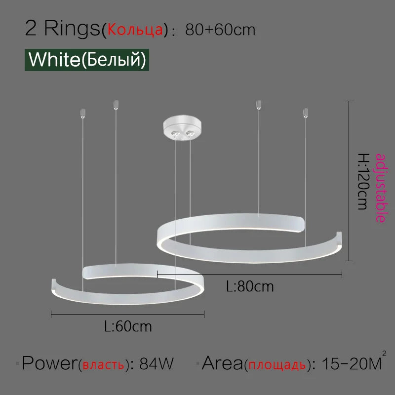 LED Ring Chandelier for Home Decor - Modern Nordic Style Lighting