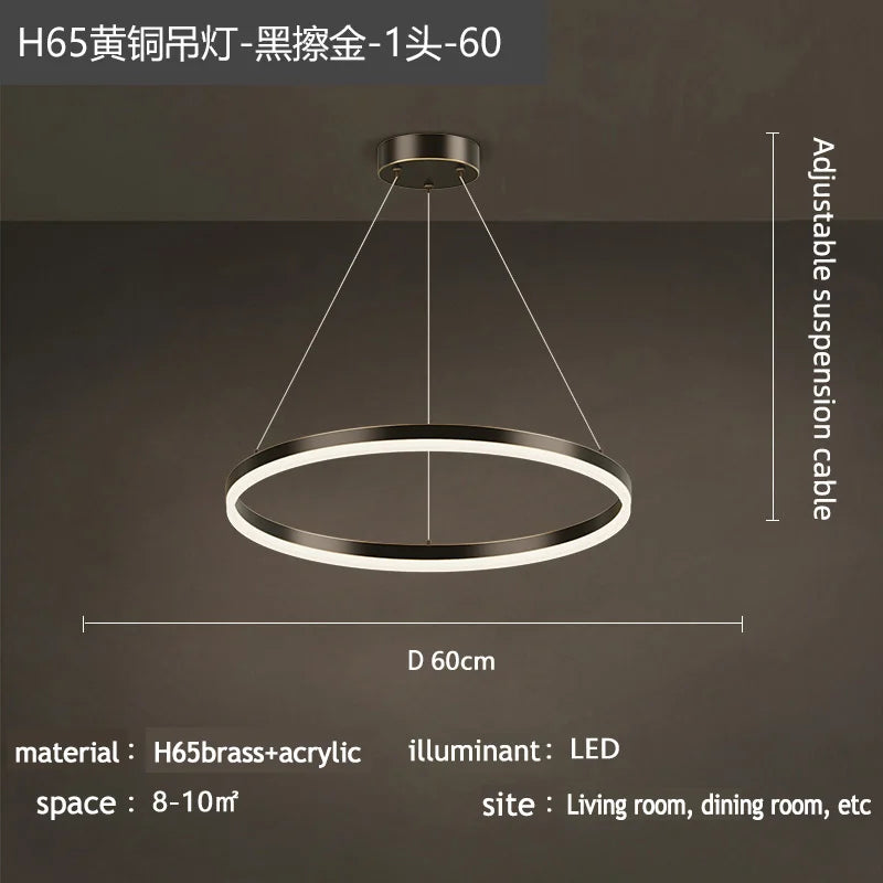 Nordic Circular Chandelier Hanging Pendant Light for Living Room and Dining Room