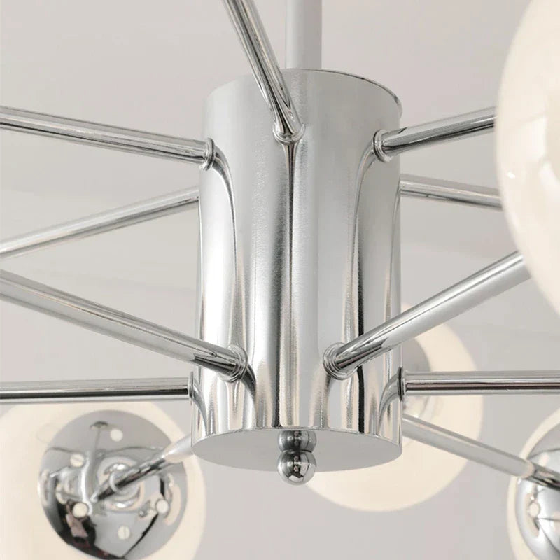 Silver LED Chandelier: Modern Nordic Glass Pendant Light for Home Décor