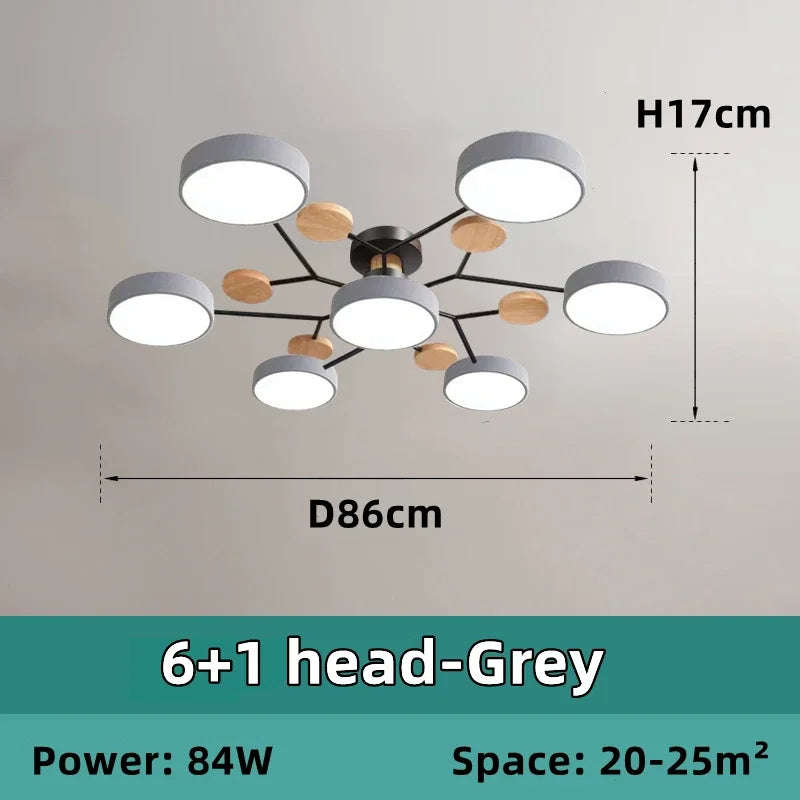 Nordic Wooden Chandelier LED Ceiling Light for Living Room, Bedroom, Kitchen, and Dining Room