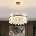 Gold Crystal Ceiling Chandelier | Luxury Indoor Lighting for Living & Dining Room