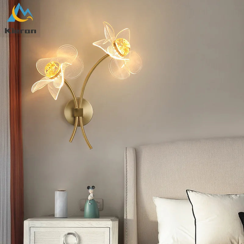 Sunflower LED Wall Lamp: Nordic Modern Bedroom Decor Flower Wall Light