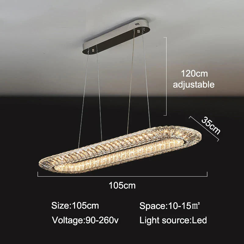 LED Crystal Chandelier: Elegant Light Luxury Golden Ceiling Art Ring for Living Room