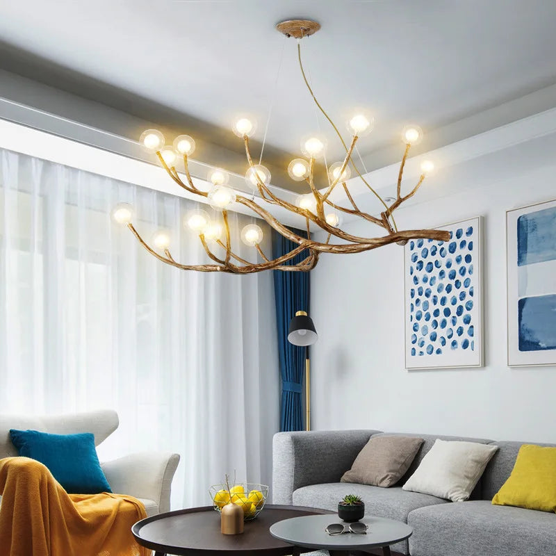 Nordic Branch Chandelier Modern Magic Bean Molecular Bedroom Lighting