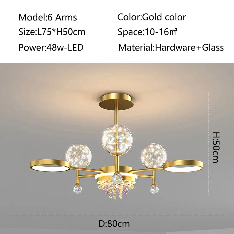Nordic Glass Ball LED Ceiling Light for Bedroom Living Room Decoration Indoor Lighting