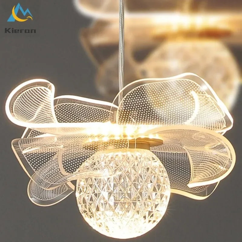 Butterfly LED Chandelier Copper Pendant Light for Bedroom Living Room Decoration