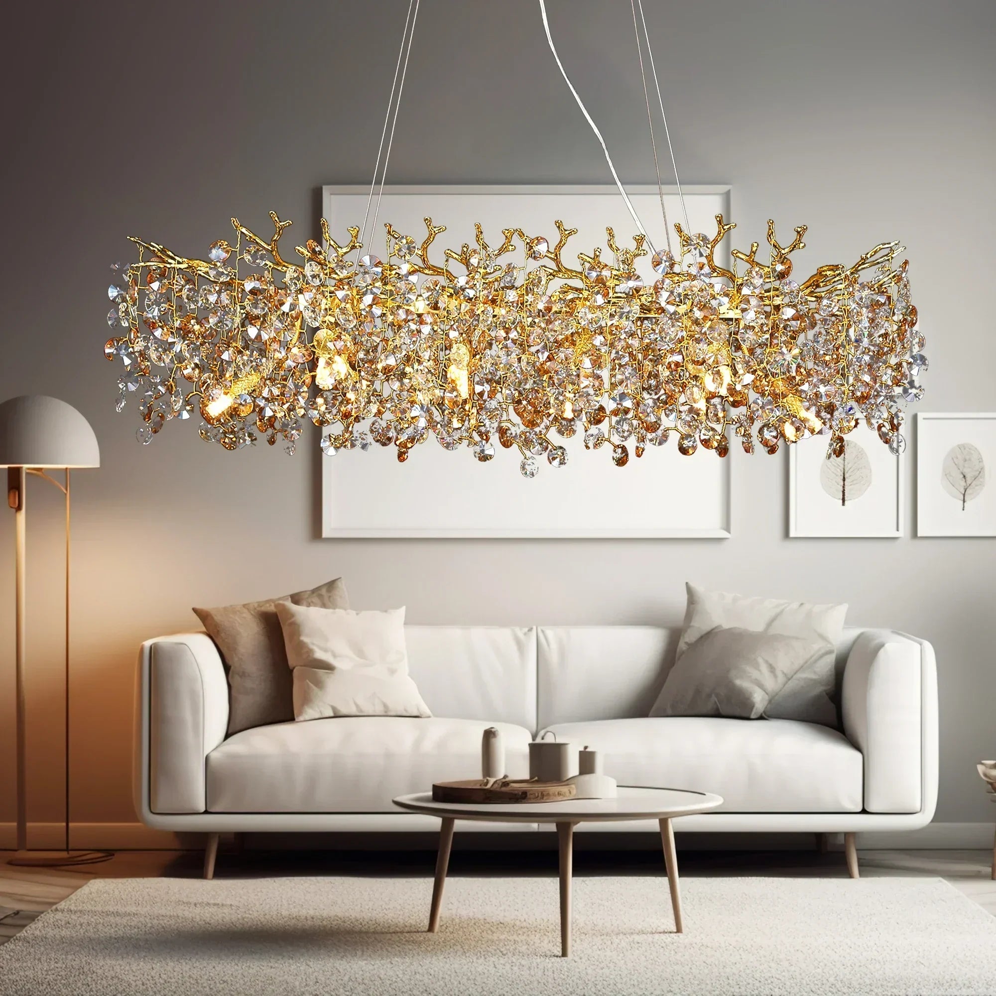 Crystal Sunflower Branch Chandelier: Luxurious Indoor Branch-Shaped Light