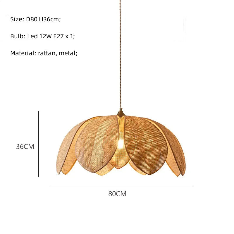 Flower Rattan Pendant Lights Chandelier - Nordic Style Home Decor Lamp