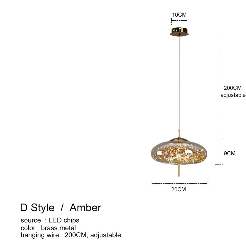 Amber Glass Chandelier: Luxury Lighting for Bedroom, Dining Room, Kitchen, Restaurant & Art Decor