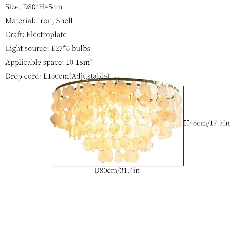 Shell Chandelier: Mediterranean Sea Pendant Light for Home, Bar, Restaurant.