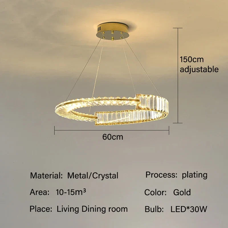 Crystal Chandeliers: Modern Luxury LED Lighting Fixture for Living, Dining, and Bedroom