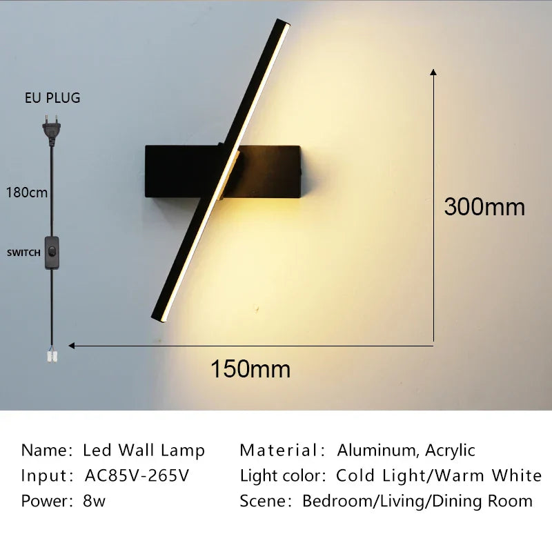 Modern Nordic LED Wall Lamp Sconce Light for Bedroom Living Room Aisle