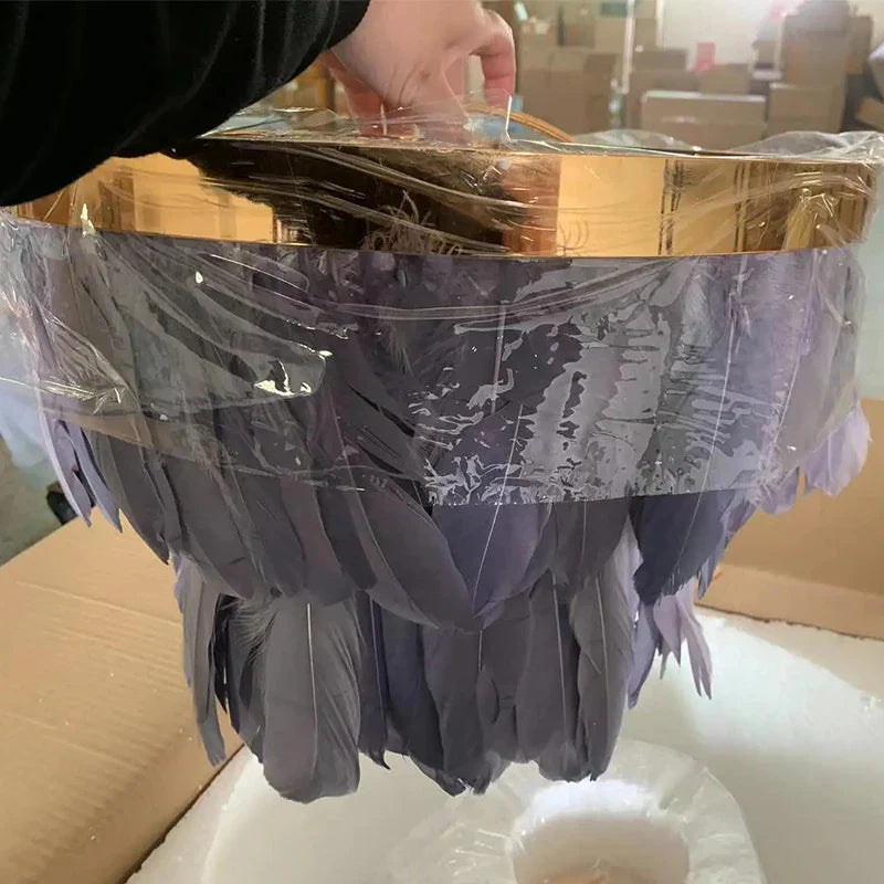 Nordic Feather Circle Chandelier for Marriage Bedroom and Home Decor Lighting