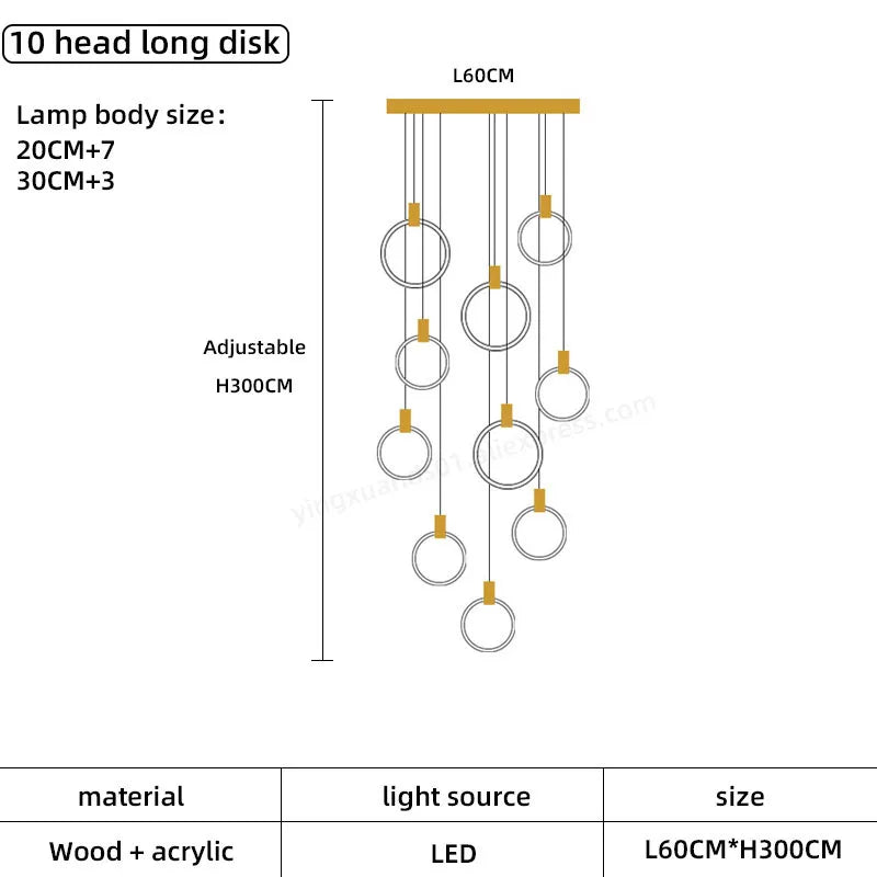 Wooden LED Chandelier for Living Room Ceiling Modern Lighting Fixtures