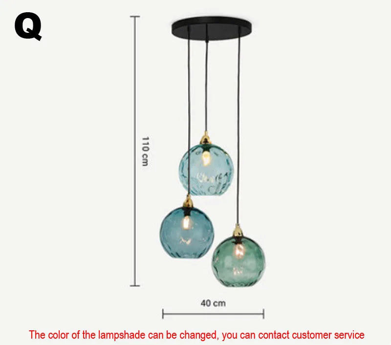 Water Grain Glass Pendant Light for Kitchen Bar Dining Room