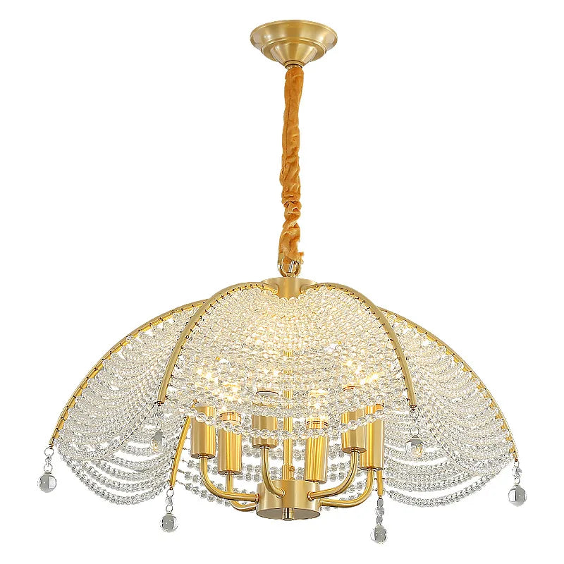 Copper Crystal Chandelier: Luxurious New American French Style Livingroom Lighting