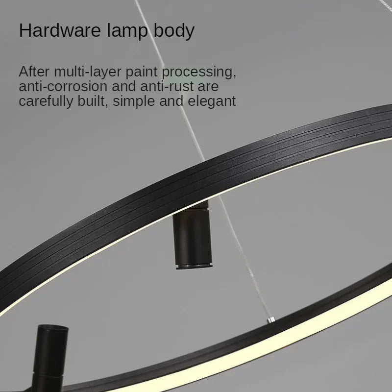 Black Round Combination Chandelier Pendant Light for Home Decor and Kitchen