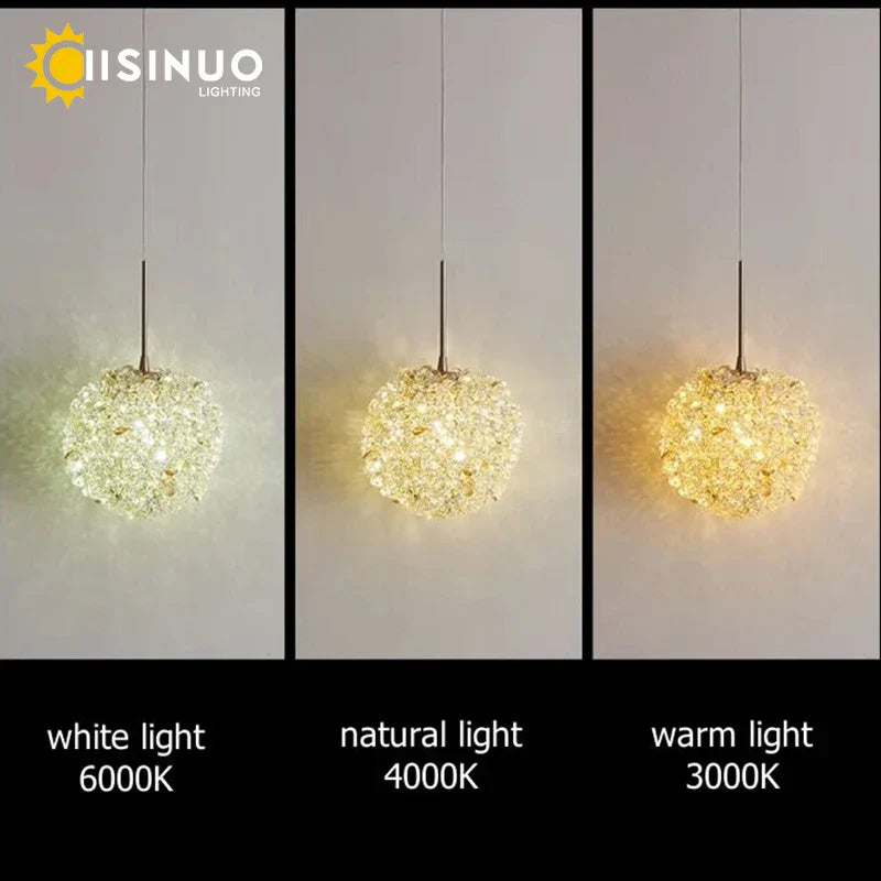 Crystal Ball Pendant Chandelier for Bedroom Bar Deco