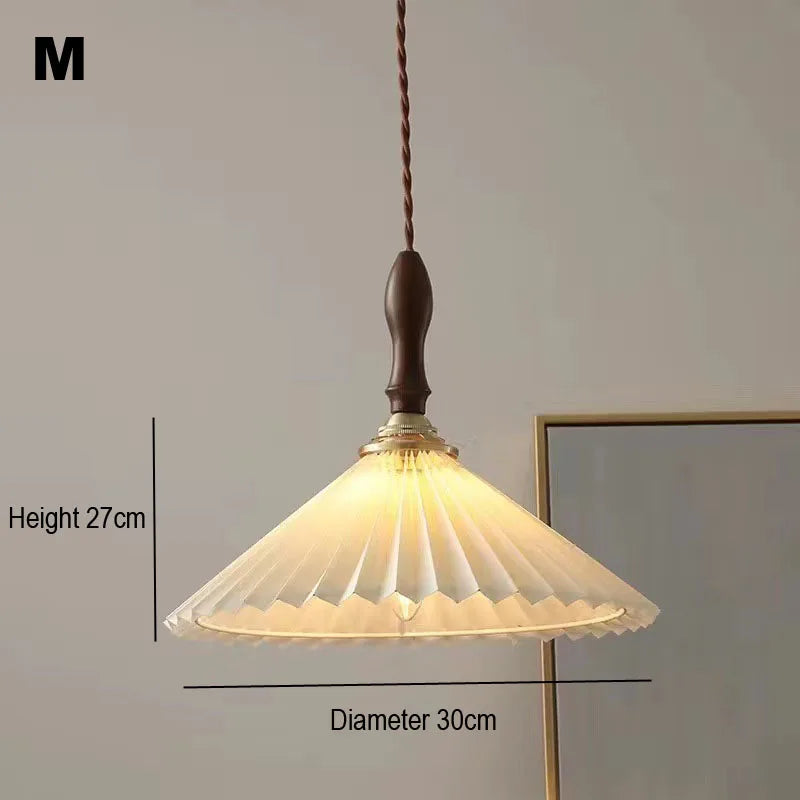 Nordic Wooden Glass Pendant Chandelier for Bedroom Living Dining Room