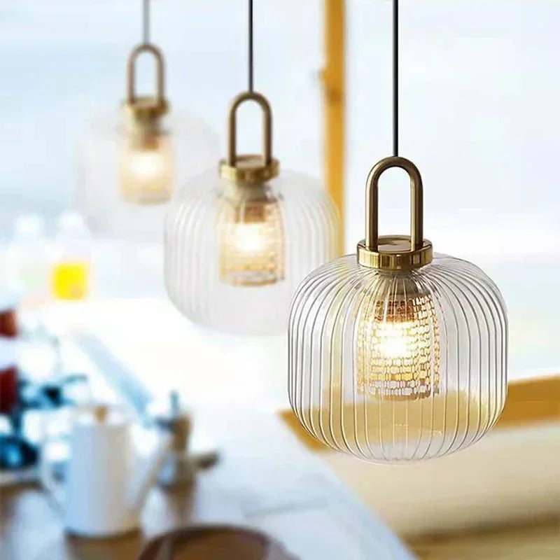 Glass Stripe LED Pendant Lights for Stylish Indoor Home Decor