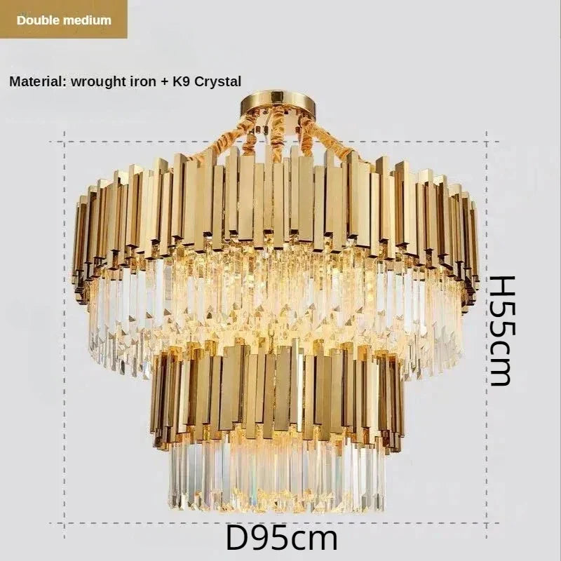 Crystal Ceiling Chandelier: Luxury Round LED Light for Living Room, Artistic Home Decor
