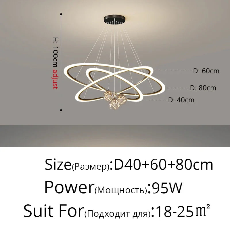 LED Circle Ring Ceiling Chandelier Pendant Lamp for Living Room, Bedroom, Kitchen