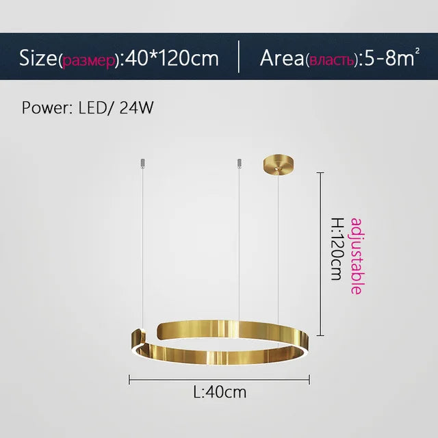 Modern Semicircle LED Chandelier Stainless Steel Lighting