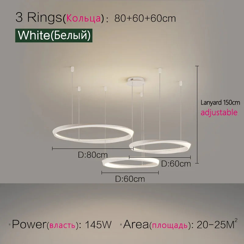 Modern Minimalist Ring Chandelier for Living Room, Bedroom, and Restaurant