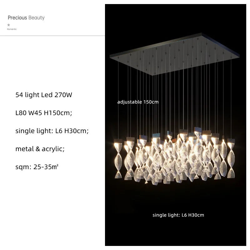 Nordic Acrylic LED Dimmable Chandelier Modern Luxury Foyer Pendant Lighting